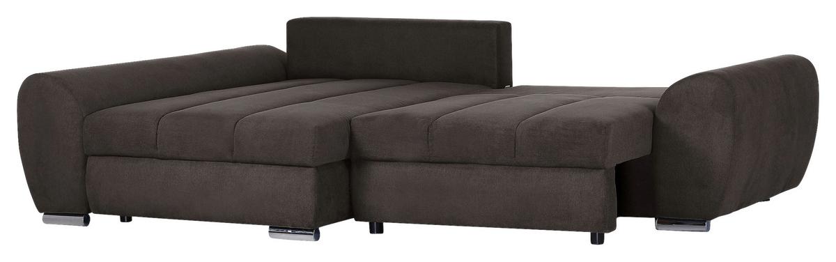 Ecksofa Mit Bettkasten Glasgow Dunkelgrau 175x270 Cm - Hellbraun/Chromfarben, KONVENTIONELL, Textil (175/270cm) - MID.YOU
