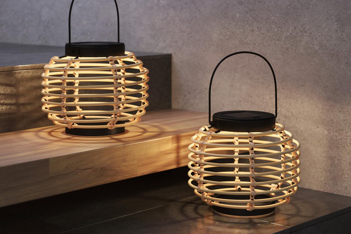 Solární svítidlo Zale - černá/přírodní barvy, Moderní, kov/plast (15,5/15-21,5cm) - Modern Living