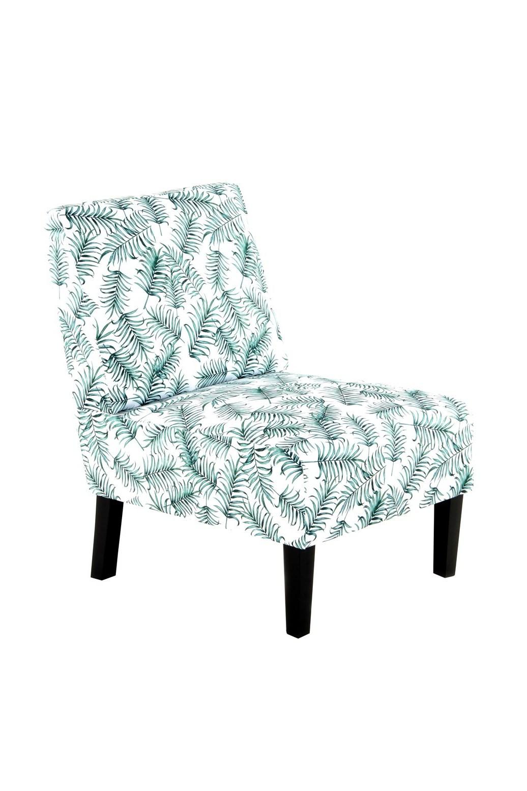Stuhl Indira 200 Grün/weiß - Schwarz/Weiß, Design, Holz/Textil (56/73,5/84cm) - Kayoom
