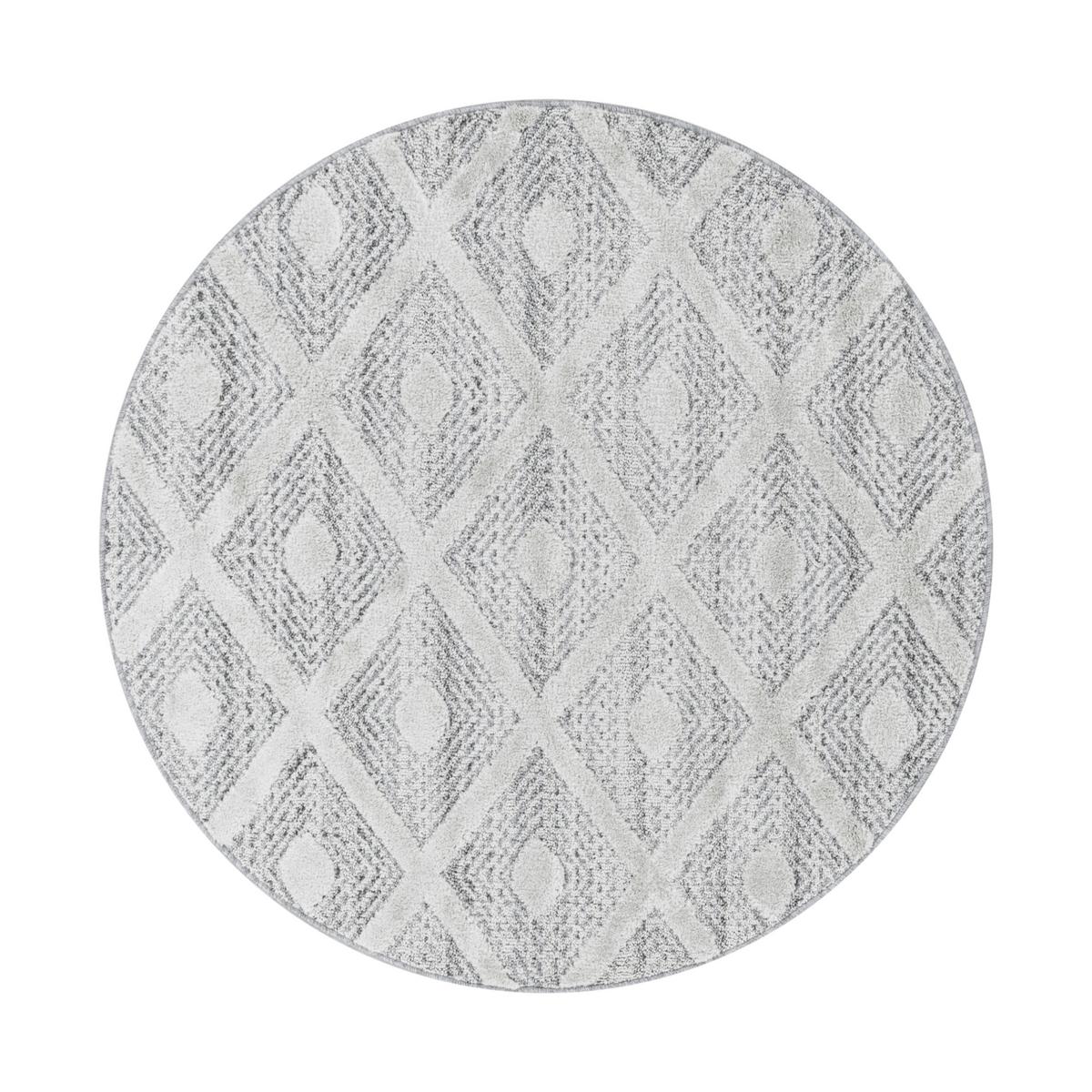 Webteppich Grau Pisa Rund Ø 160 cm - Grau, KONVENTIONELL, Textil (160cm)
