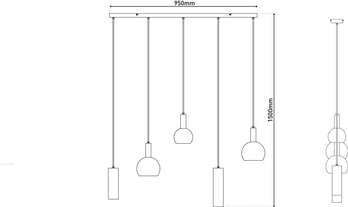 Pendelleuchte Natur, Schwarz - Schwarz/Naturfarben, Design, Metall (95cm) - Näve
