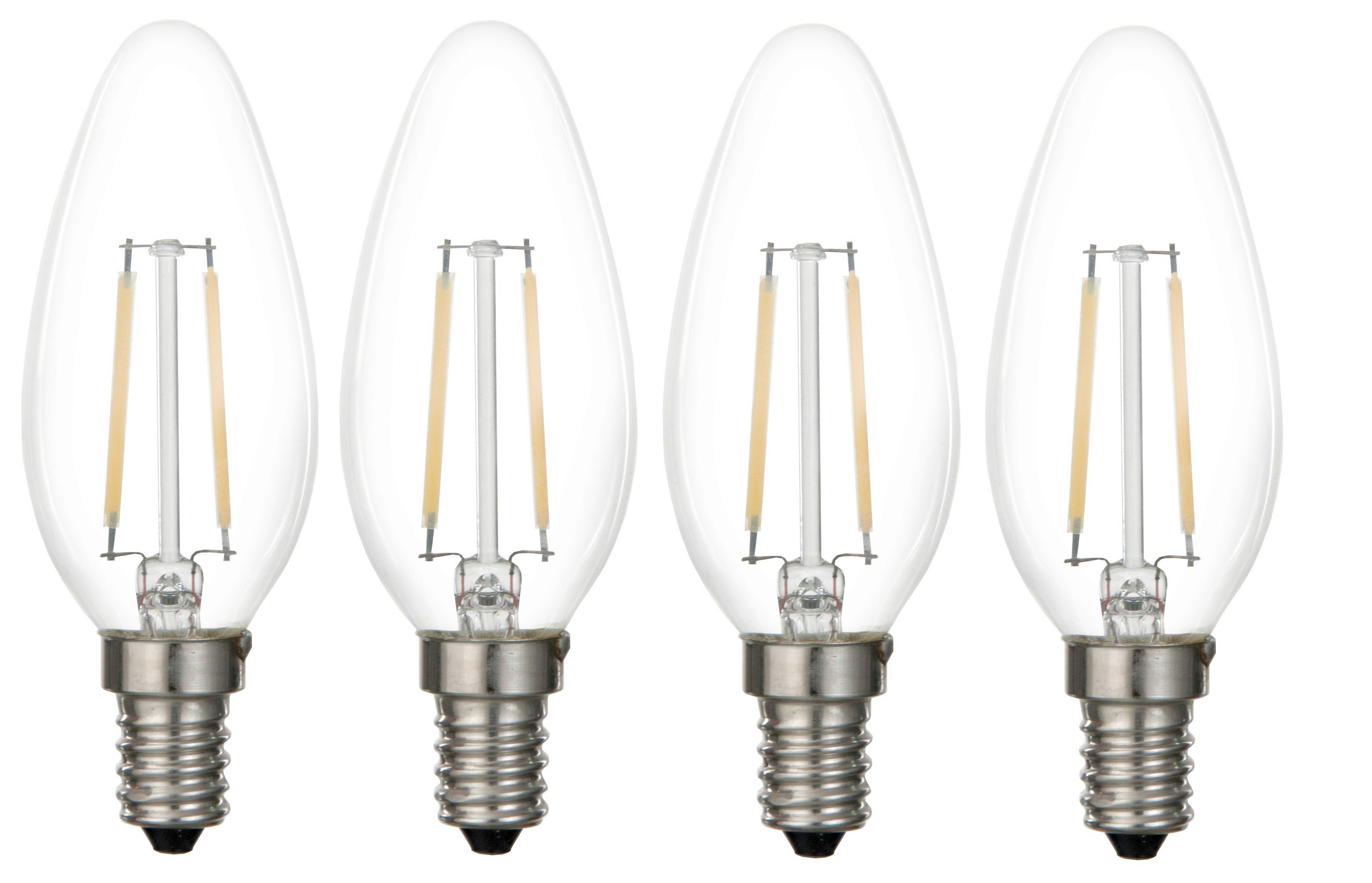 LED žárovka Multi, 3,8W, 4ks v balení - čiré, kov/sklo (3,7/9,8cm) - Mömax