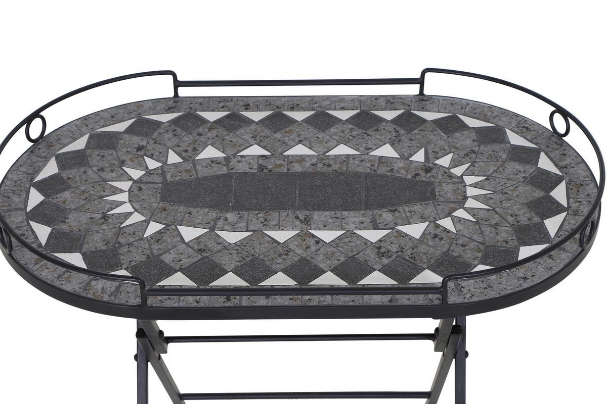 Gartentisch Klappbar Metall/Keramik L 67,5 cm - Schwarz, KONVENTIONELL, Keramik/Metall (67,5/41/60cm) - Siena Garden