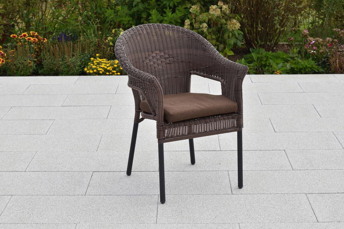 Gartenset Ravenna - Graphitfarben/Braun, MODERN, Kunststoff/Textil - Gardenson