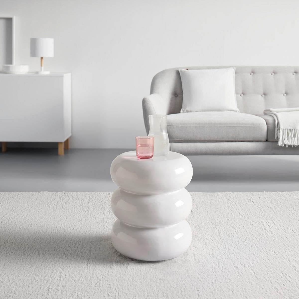 PRÍRUČNÝ STOLÍK HOLLY -TREND- - biela, Lifestyle, kameň (35/43/35cm) - Premium Living