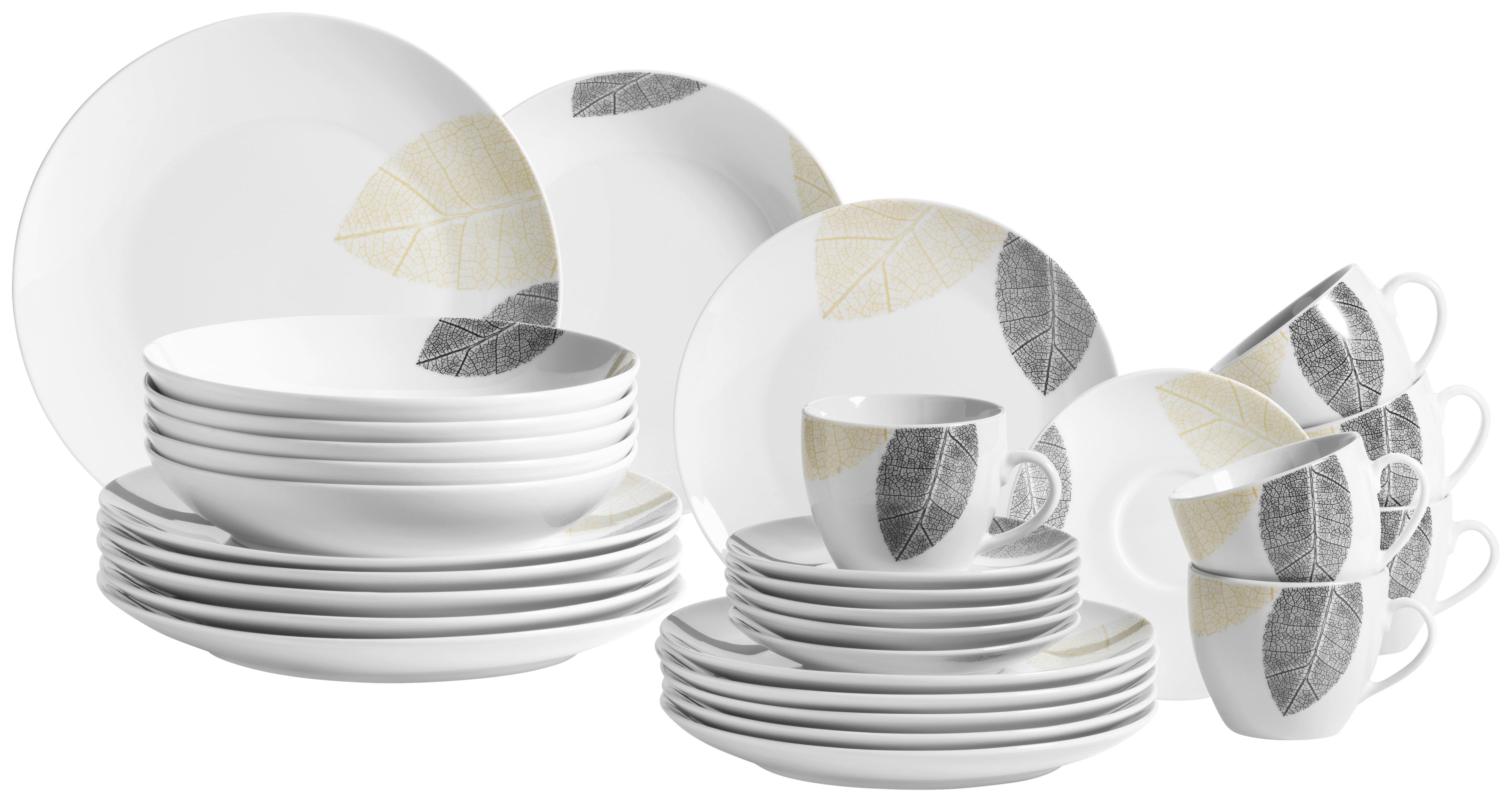 Kombiservice Jona 30-Teilig Weiß Keramik - Weiß, Basics, Keramik - Mäser