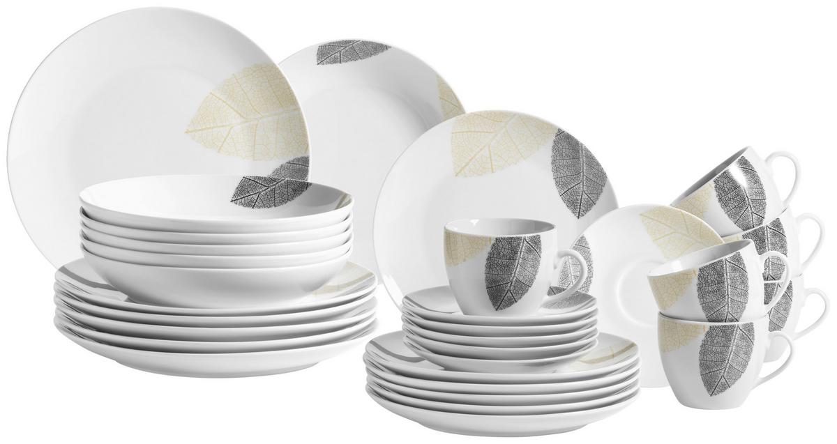 Kombiservice Jona 30-Teilig Weiß Keramik - Weiß, Basics, Keramik - Mäser