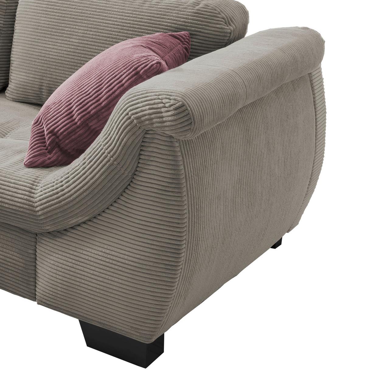 Ecksofa mit Schlaffunktion Flora Graubraun Cord - Koralle/Graubraun, Design, Textil (190/250cm) - MID.YOU