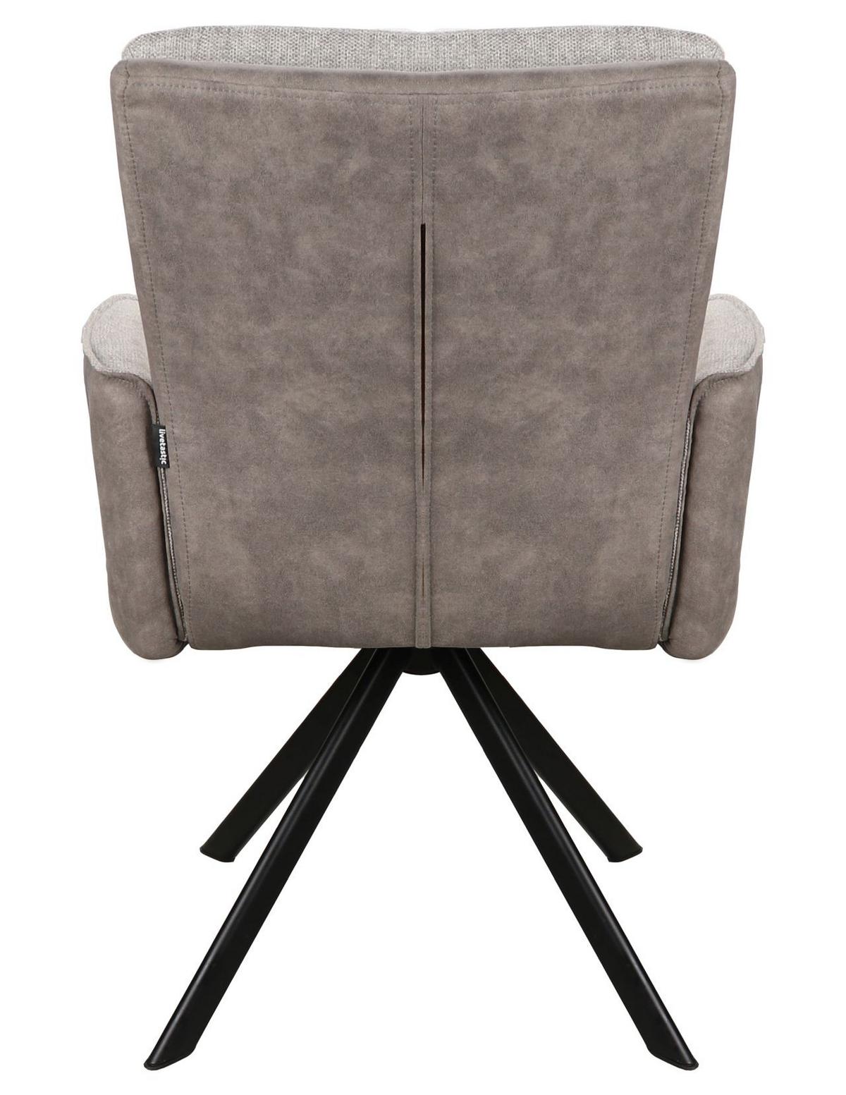 Armlehnstuhl Frida Grau drehbare Sitzfläche 2 Er Set - Schwarz/Grau, MODERN, Holz/Textil (61/91/64cm) - Livetastic