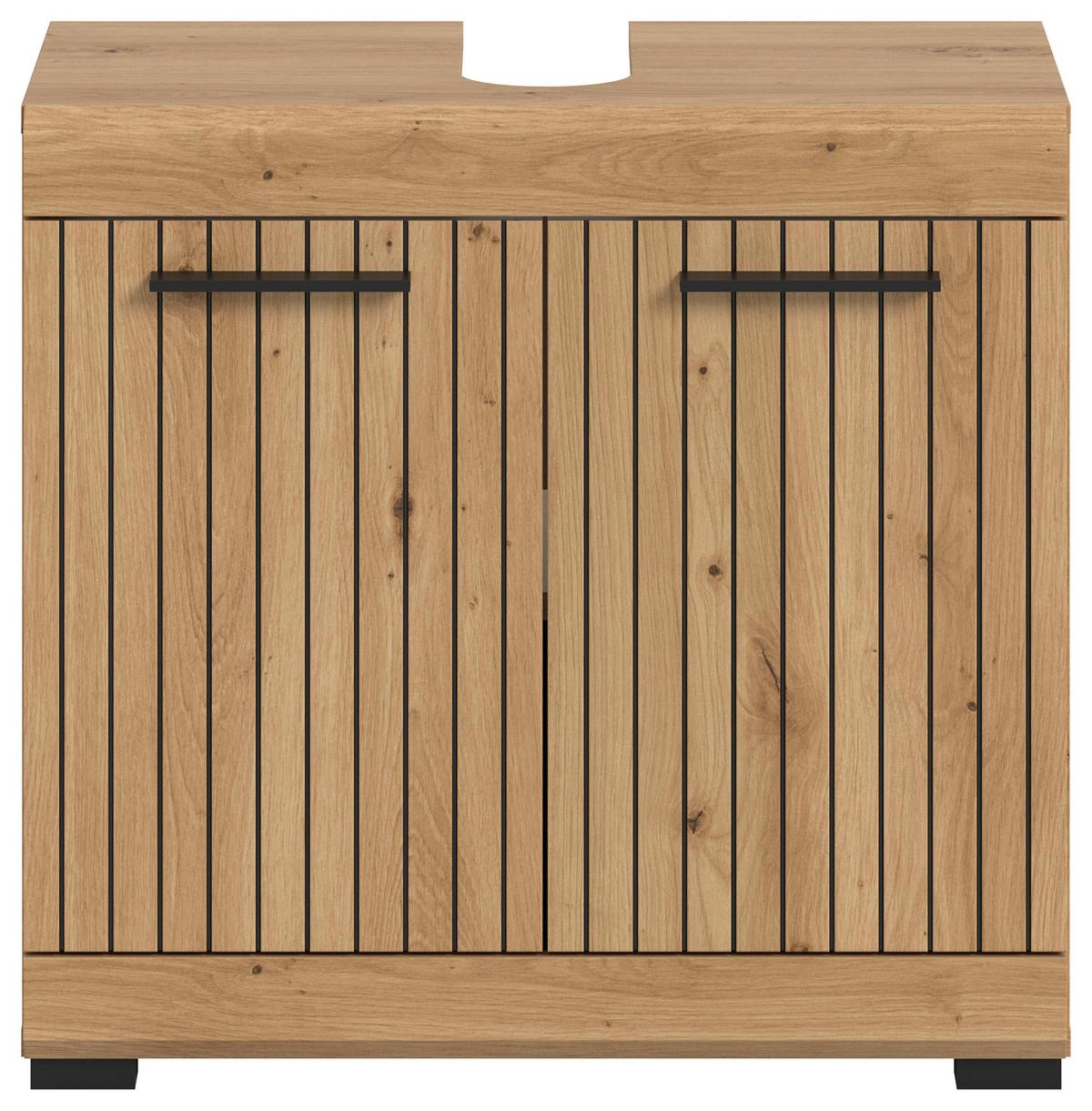 Waschbeckenunterschrank Scout Eiche Artisan Dekor B: 60cm - Schwarz/Eiche Artisan, Trend, Holzwerkstoff (60/56/34cm) - MID.YOU