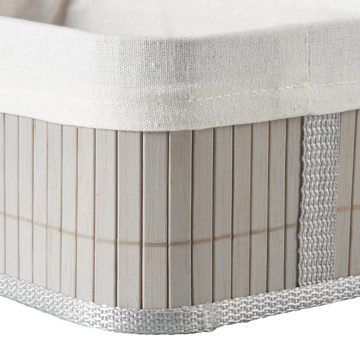 Sada košíkov Bamboo, 3 ks/bal. - sivá/biela, kov/kompozitné drevo - Zandiara