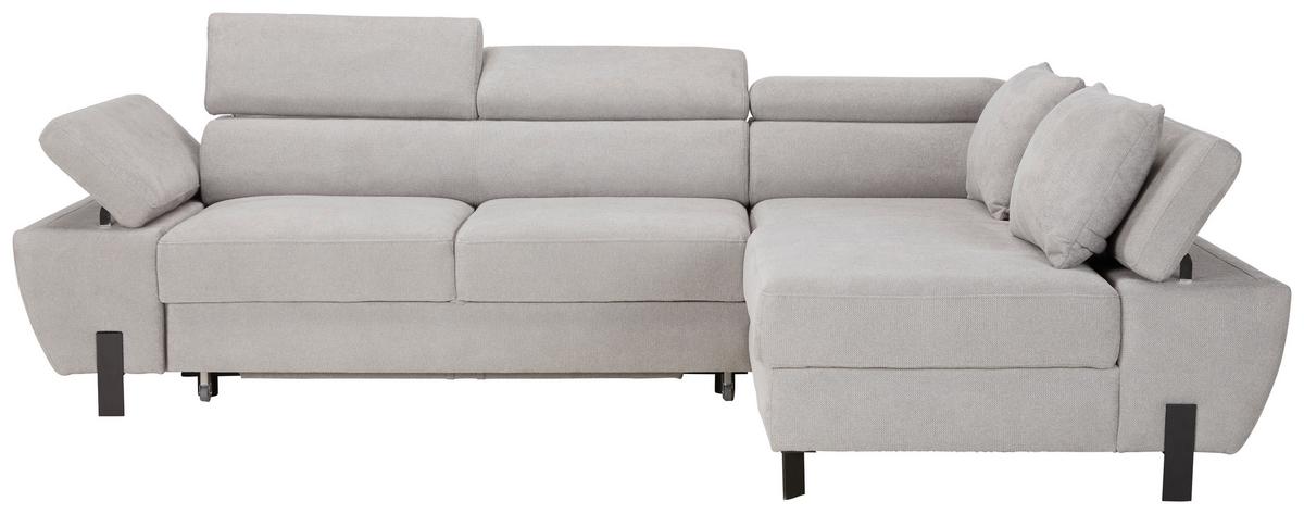 Rohová sedačka MILNA, pravá, světle šedá - černá/světle šedá, Moderní, kov/dřevo (277/189cm) - Mömax