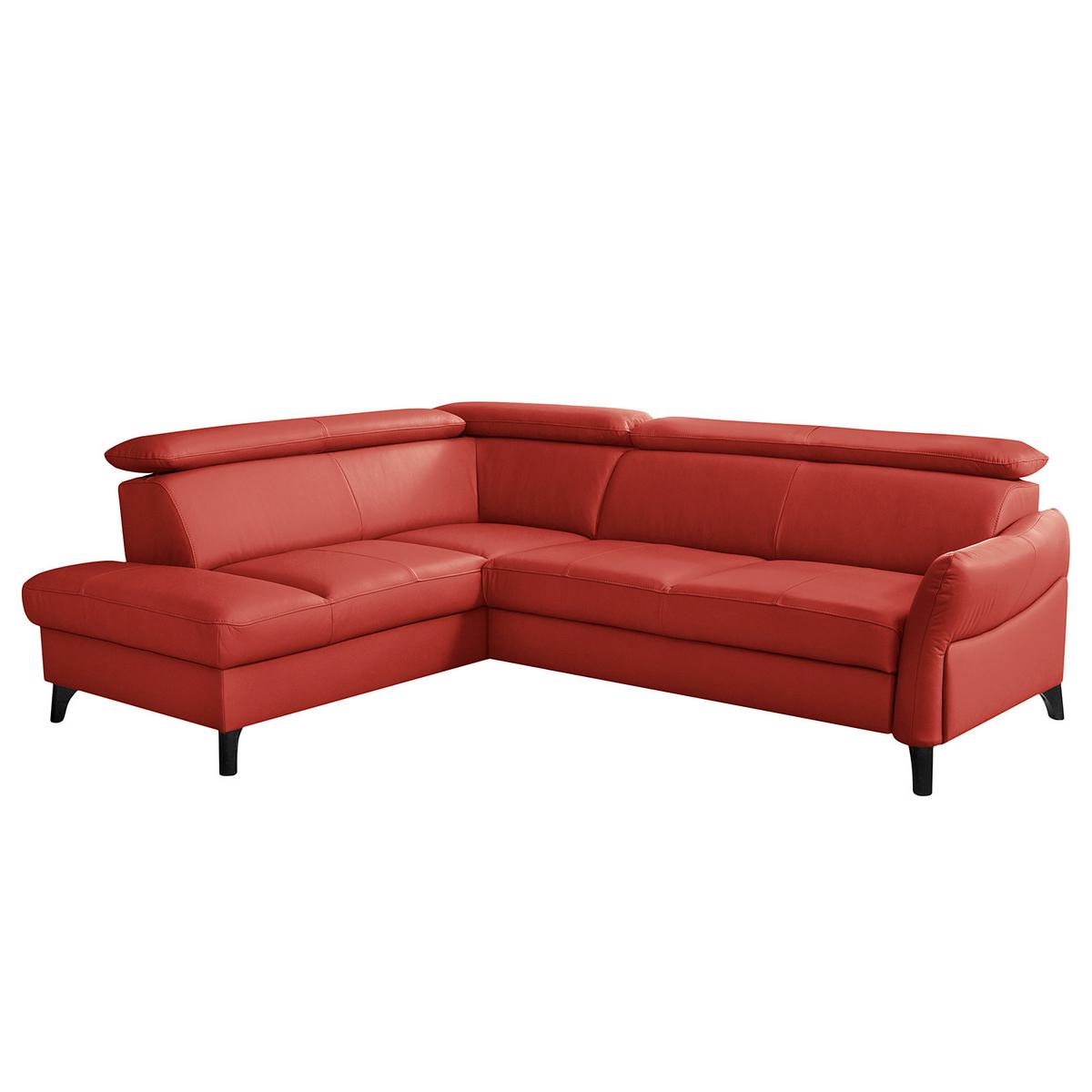 Ecksofa Note New Teilleder Rot 199x244 - Rot/Schwarz, Design, Leder/Textil (199/244cm) - Livetastic