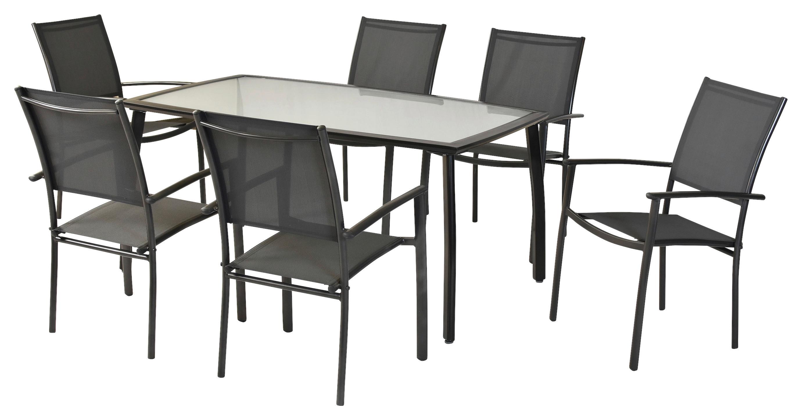 Gartenset Milano - Graphitfarben/Grau, MODERN, Textil/Metall - Gardenson