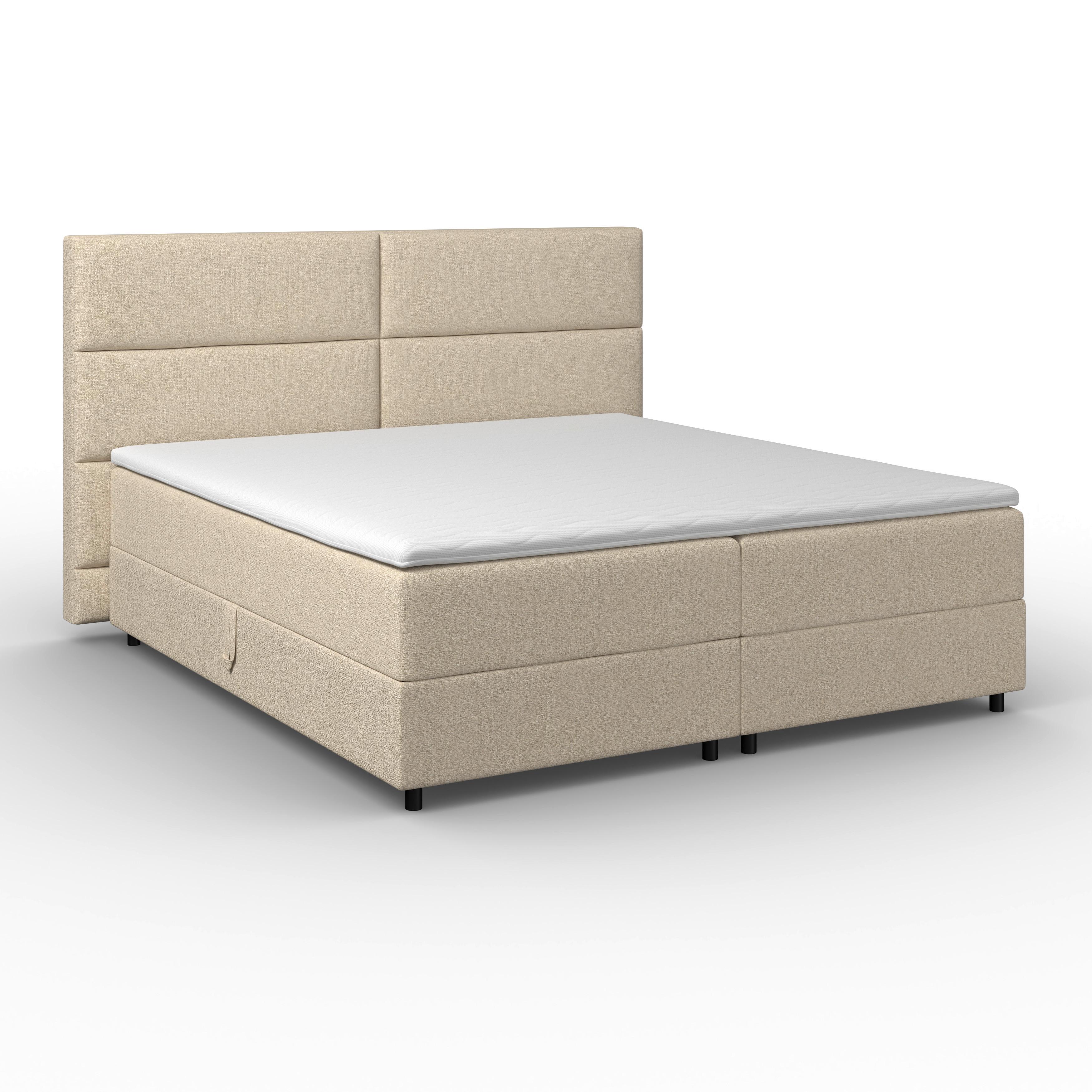 Americká posteľ LILY 180x200 cm, s topperom, béžová - čierna/béžová, Modern, drevo/textil (180/200cm) - Bessagi Home