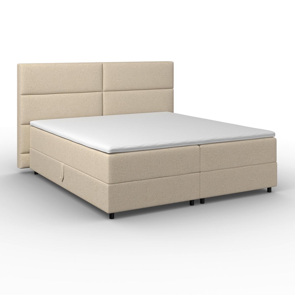 Americká posteľ LILY 180x200 cm, s topperom, béžová - čierna/béžová, Modern, drevo/textil (180/200cm) - Bessagi Home