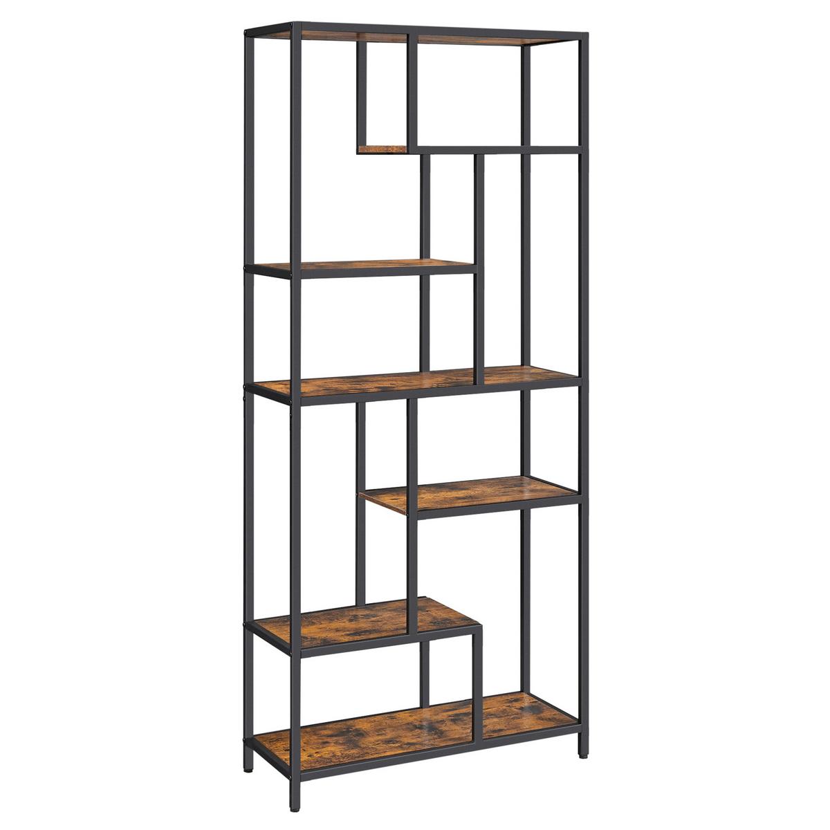 Regál RUSTIK - hnedá/čierna, Trend, kompozitné drevo (80/180/30cm) - Boxxx