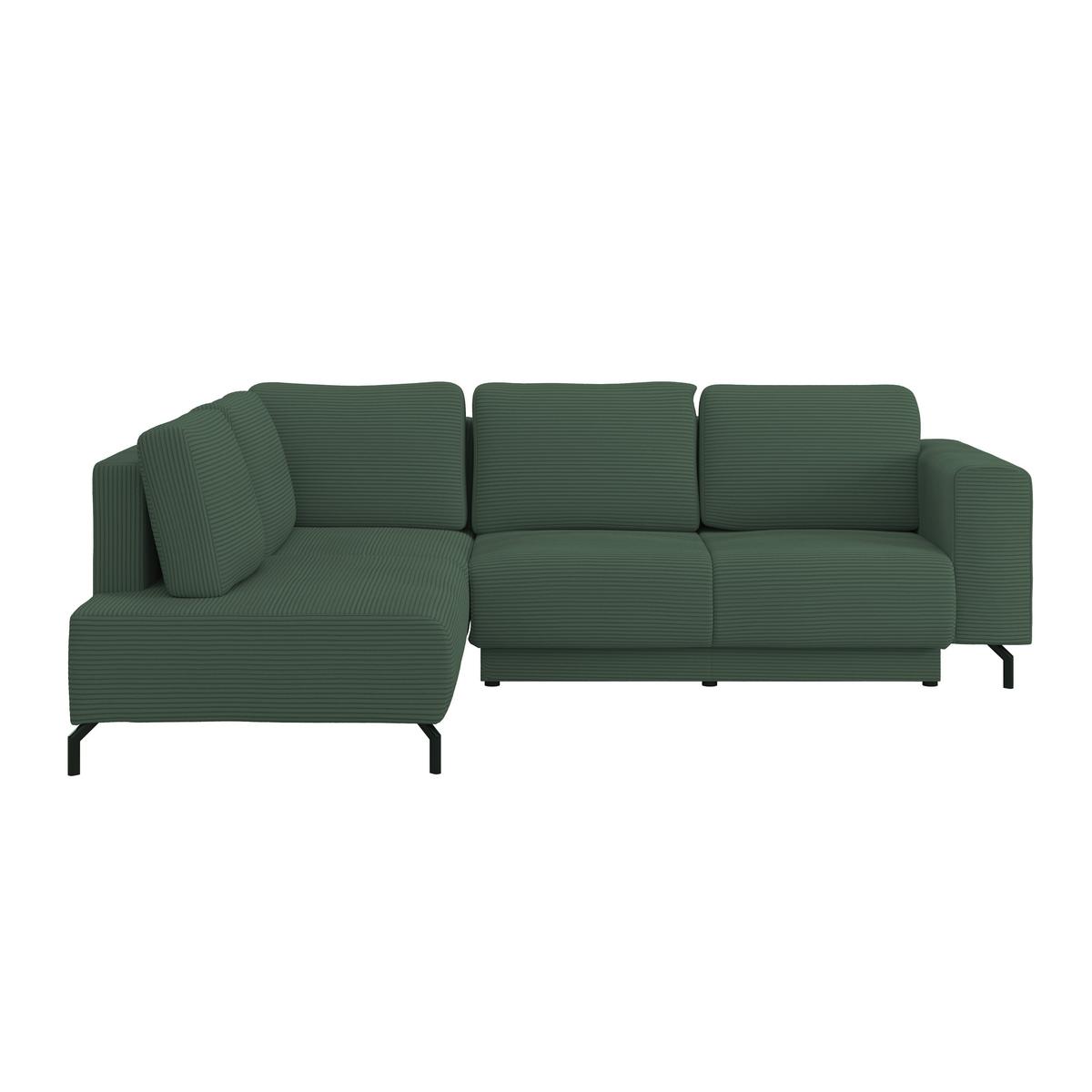Rohová sedačka VENI, levá, tmavě zelený manšestr - černá/tmavě zelená, Moderní, textil (210/272cm) - Ondega
