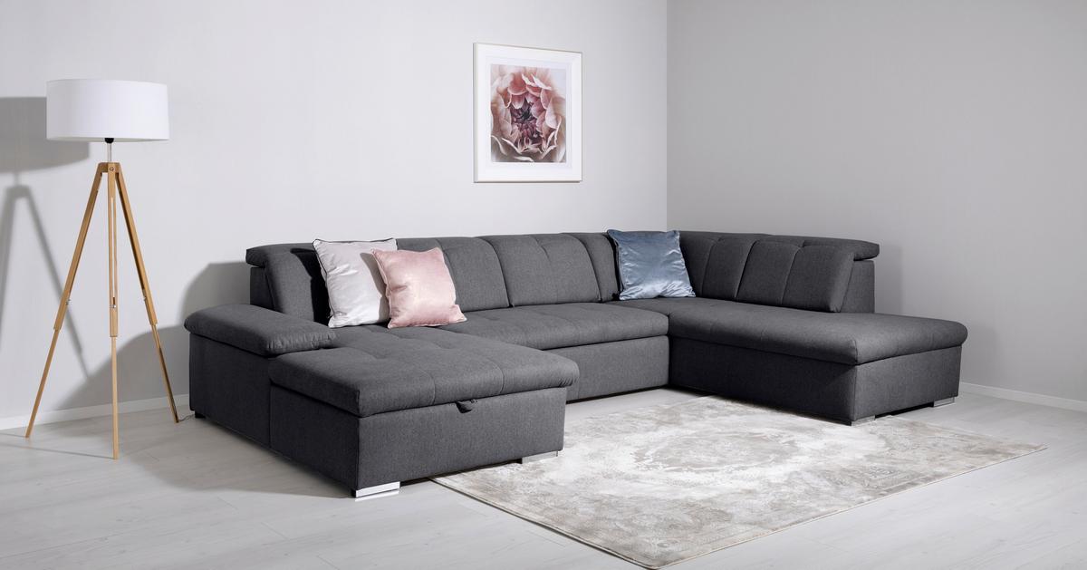 Wohnlandschaft Ramzes Dunkelgrau U: 173x328x215 cm - Dunkelgrau/Grau, Design, Textil (173/328/215cm) - MID.YOU