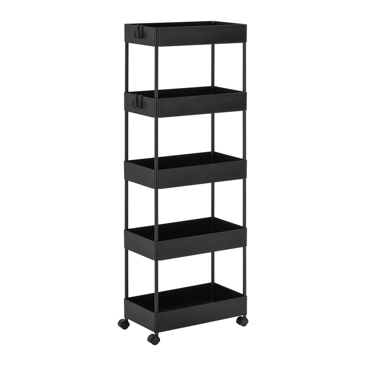 Regál na kolečkách SANDRO černý - černá, Moderní, kov/plast (22/116/40cm) - P & B