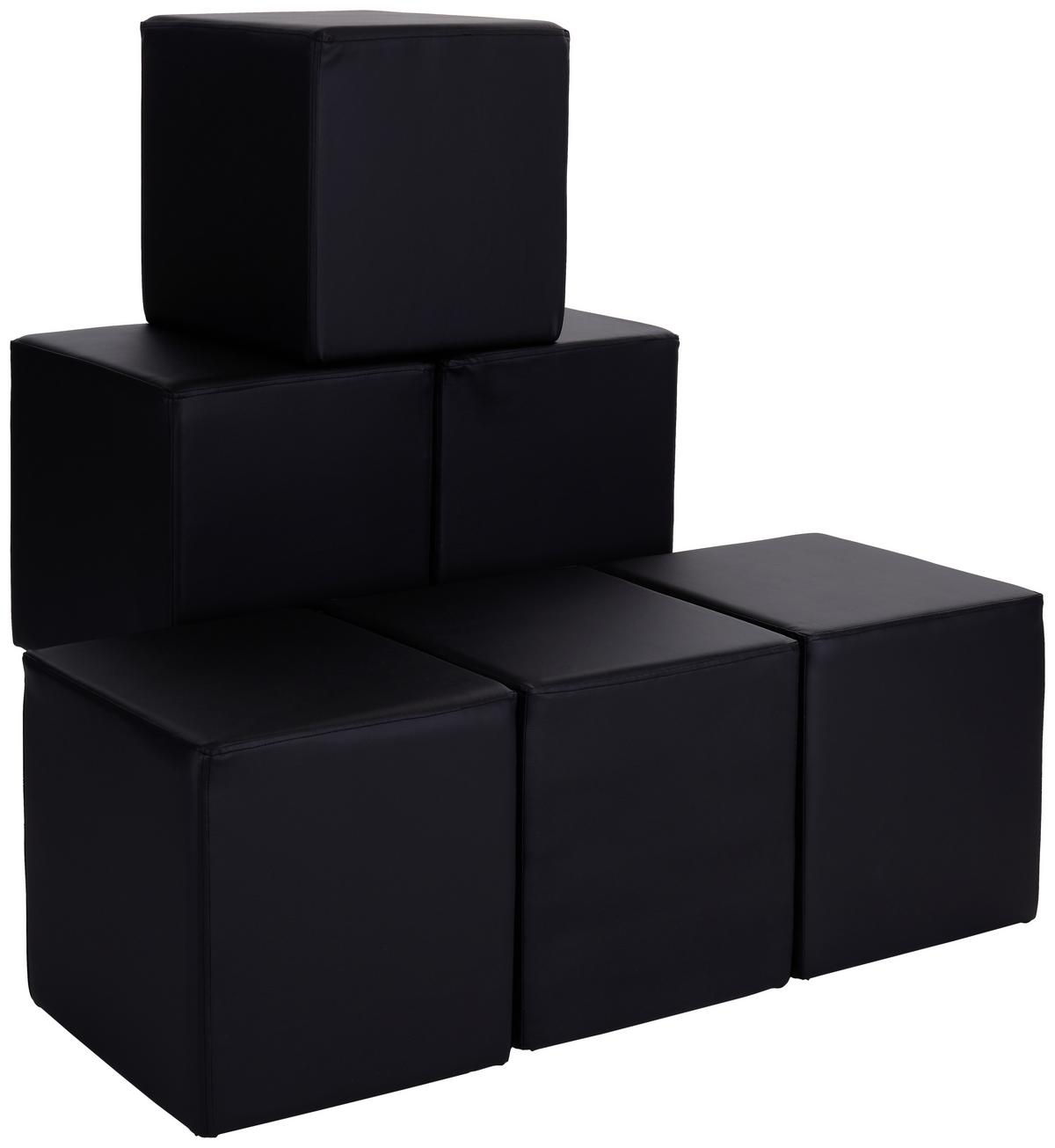 Hocker Betty Lederlook Schwarz H: 45 cm Würfelförmig - Schwarz, Basics, Textil (45/45/45cm) - Ondega