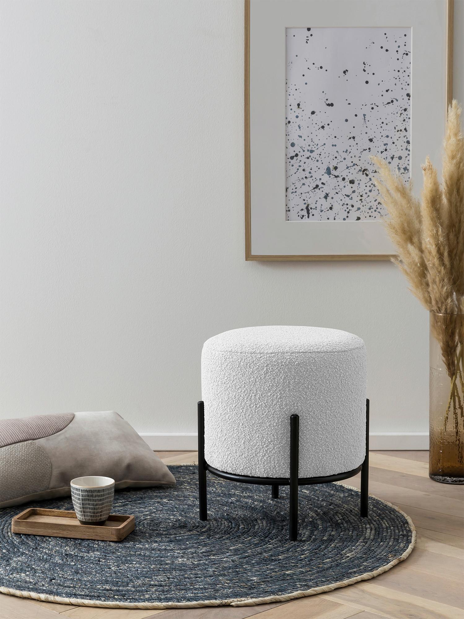 Hocker Schwarz, Weiß B: 35 Cm - Schwarz/Weiß, MODERN, Textil (35/38/35cm) - Livetastic