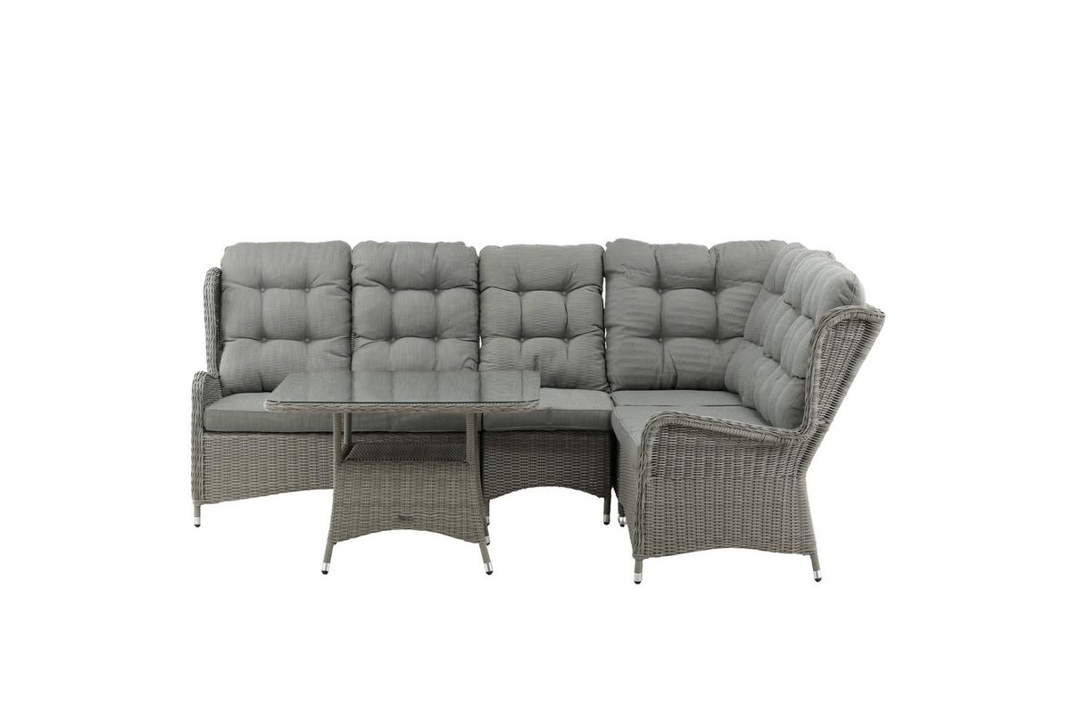 Loungegarnitur Washington - Grau, KONVENTIONELL, Kunststoff/Textil - Gardenson