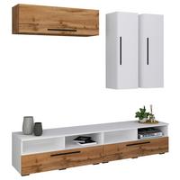 Obývacia stena Arila, 5- dielna, š: 190cm - čierna/biela, Modern, kompozitné drevo/plast (190/200/40cm) - MID.YOU