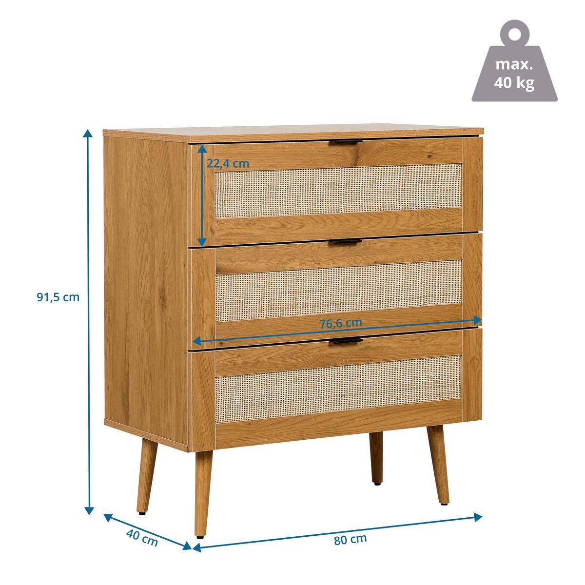 Kommode Boheo Eichefarben B: 80 Cm - Eichefarben, MODERN, Holzwerkstoff (80/90/40cm) - MID.YOU