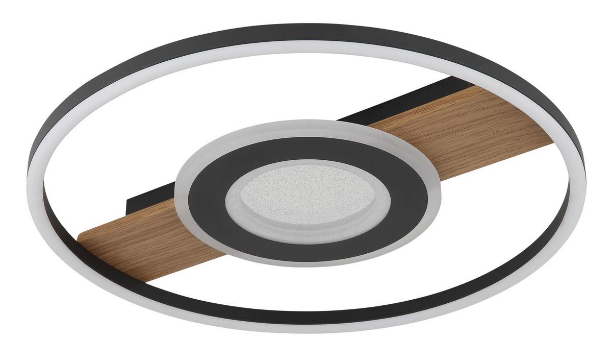 Led Mennyezeti Lámpa 67323-24 - sötétbarna/fekete, Natur, műanyag/fém (40,5/5,5cm) - Globo