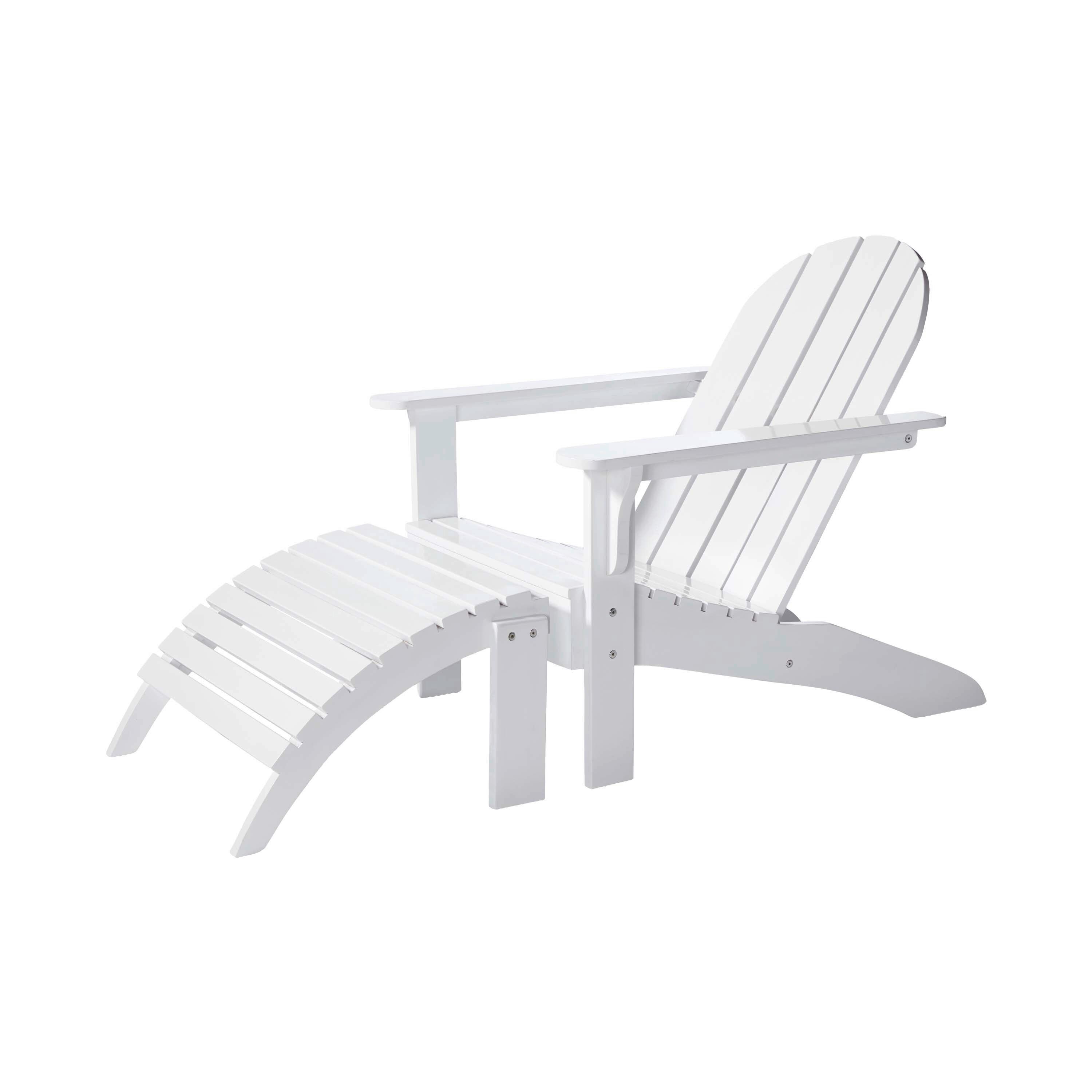 Gartenliege Adirondak, Weiß 105x88x80 cm - Weiß Hochglanz, Natur, Holz (105/88/80cm) - Gardenson