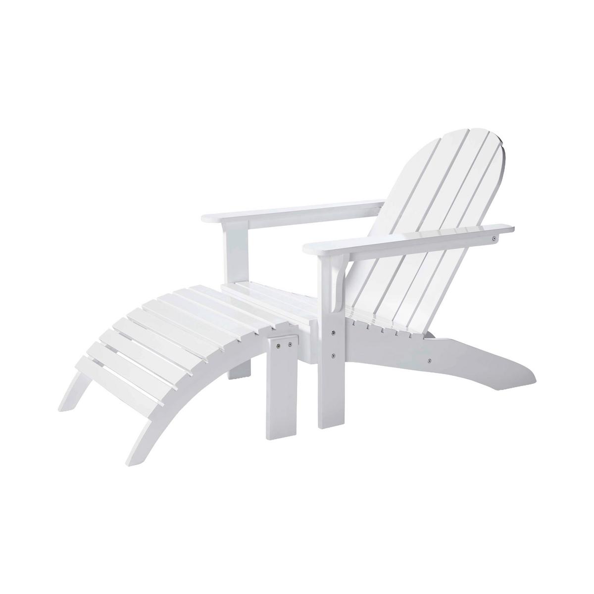 Gartenliege Adirondak, Weiß 105x88x80 cm - Weiß Hochglanz, Natur, Holz (105/88/80cm) - Gardenson