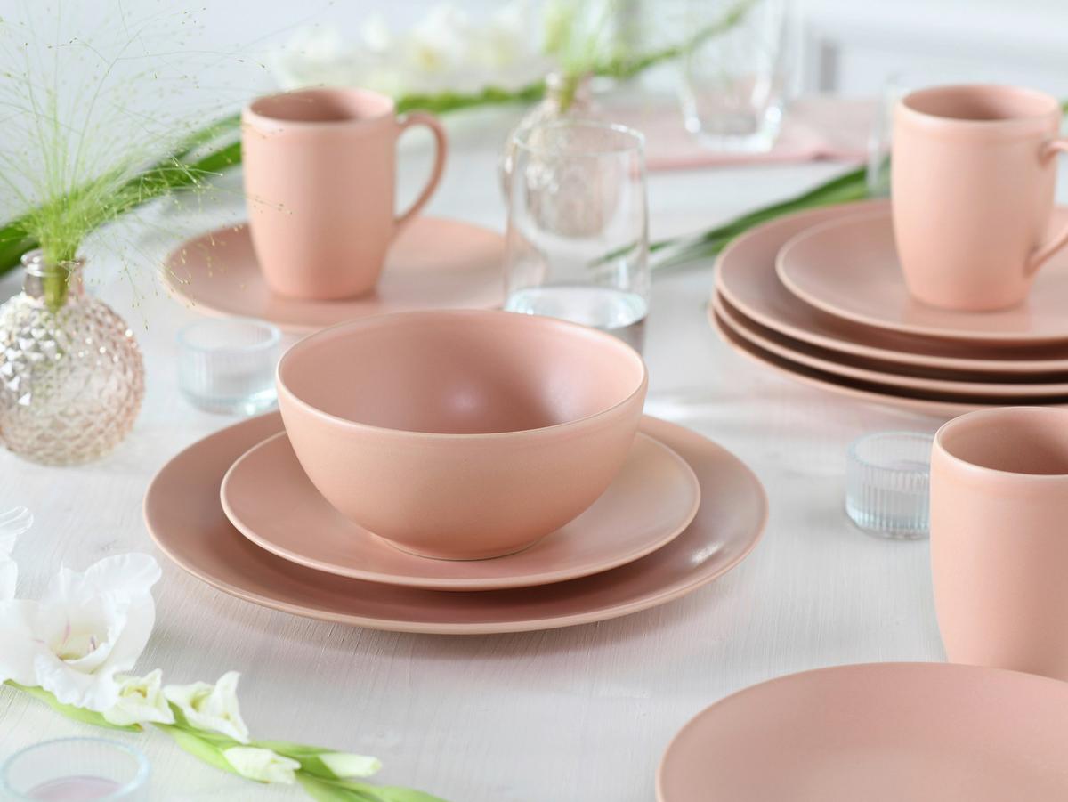 Kombiservice Soft Touch Peach Rosa 16--Teilig - Rosa, Basics, Keramik - Creatable
