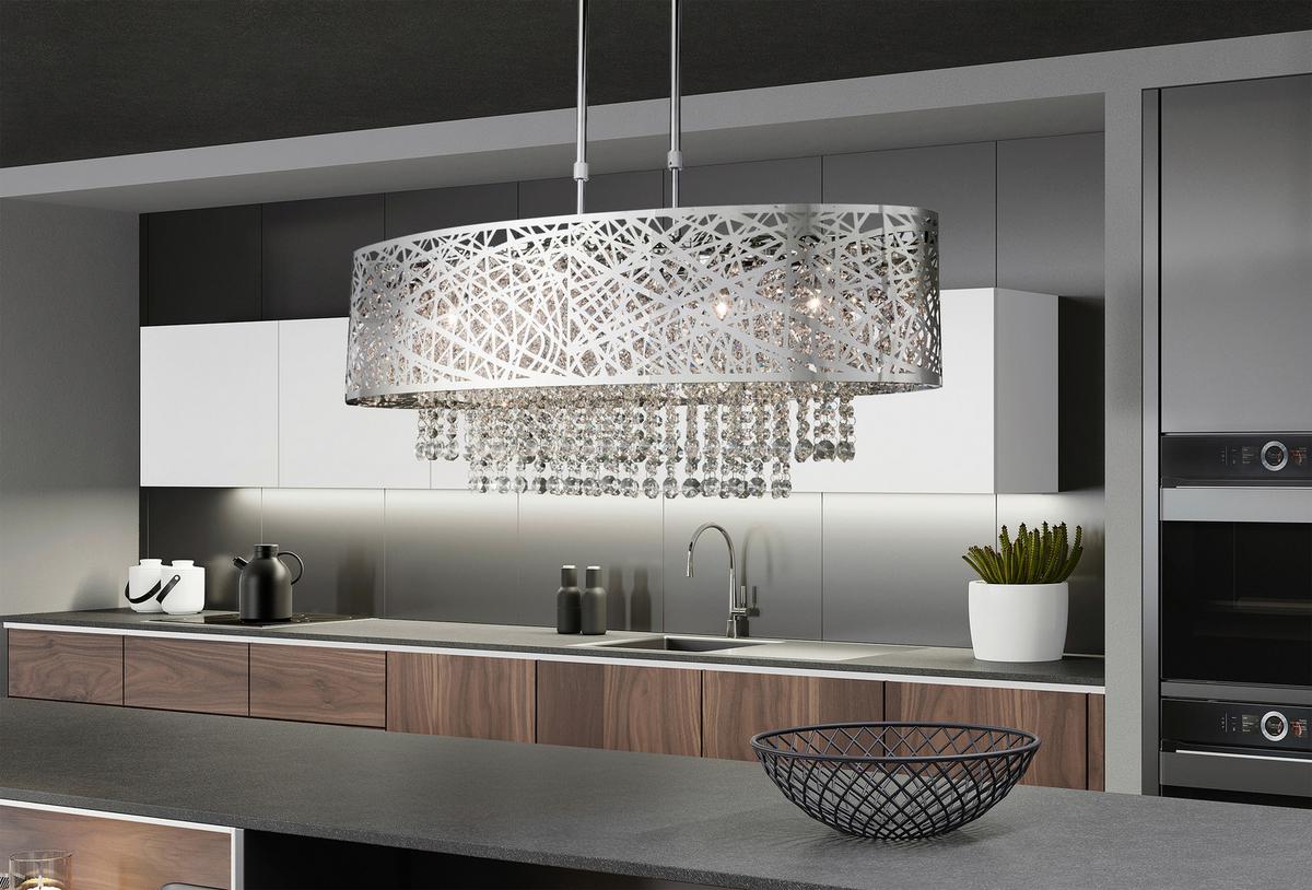 Függőlámpa Mica 5lt 3055-5cc - krómszínű, Design, üveg/fém (81/30/55cm)