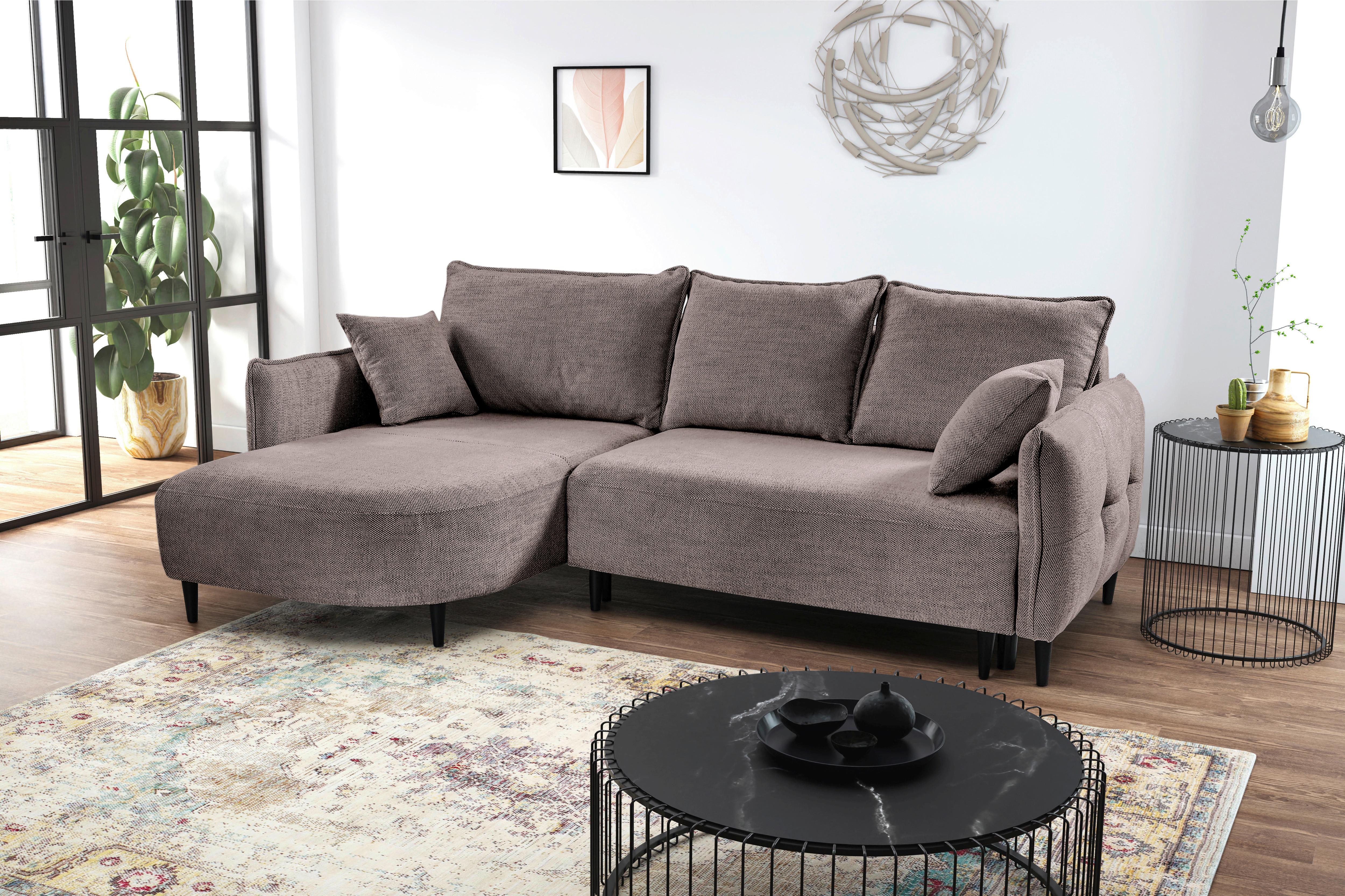 Ecksofa Sycylia Taupe/Schwarz, 165 cm - Taupe/Schwarz, Design, Textil (165/244cm) - MID.YOU
