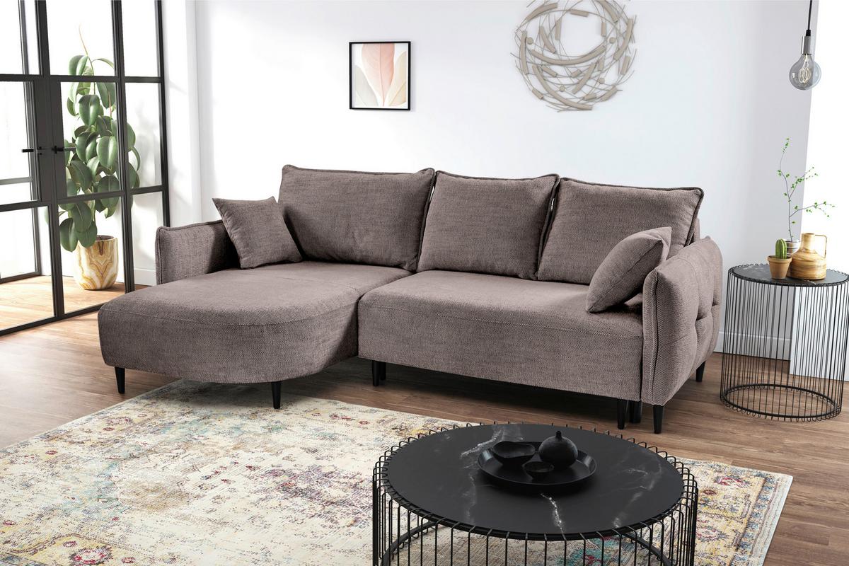 Ecksofa Sycylia Taupe/schwarz, 165 Cm - Taupe/Schwarz, Design, Textil (165/244cm) - MID.YOU
