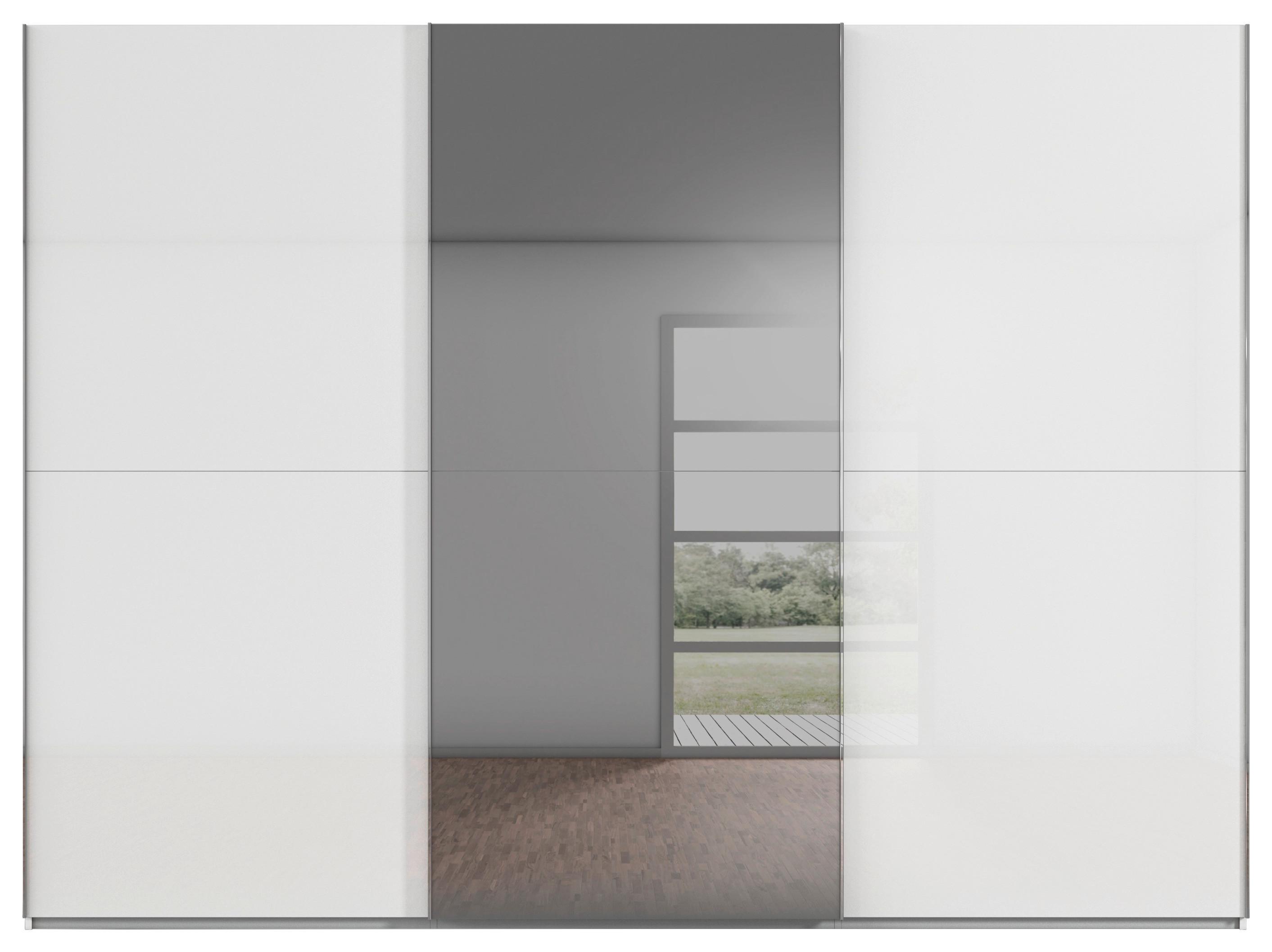 Schwebetürenschrank Mit Spiegel 301cm Fifty Weiß - Weiß, KONVENTIONELL, Glas/Holzwerkstoff (301/222/64cm) - Luca Bessoni