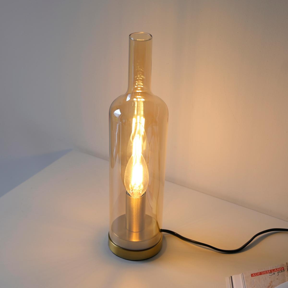Tischleuchte, E14 14006-27 - Beige, Design, Glas/Kunststoff (8,5/8,5/34cm)