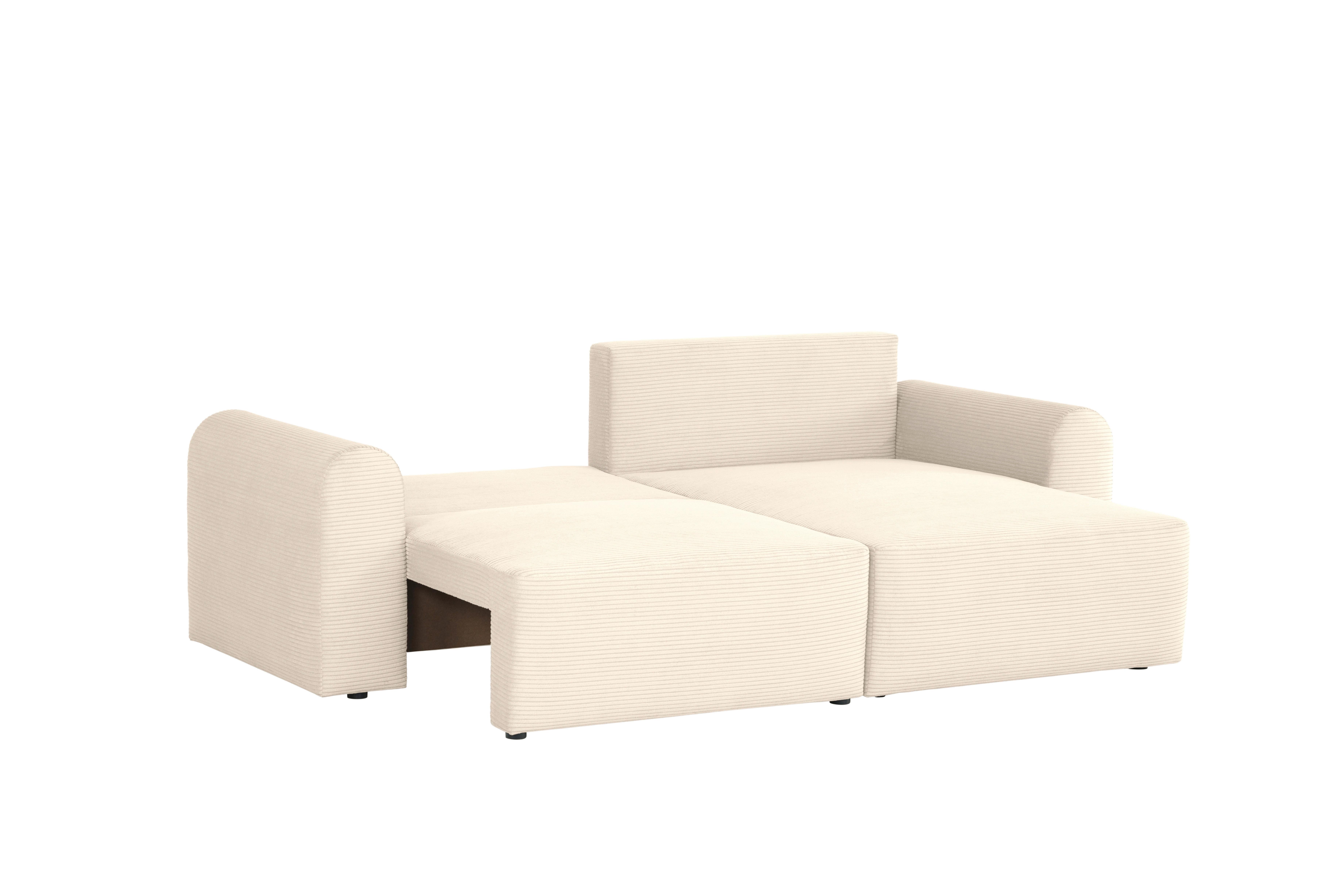 Ecksofa Joni Creme S: 250 cm - Creme/Schwarz, Design, Textil (250/151cm) - MID.YOU