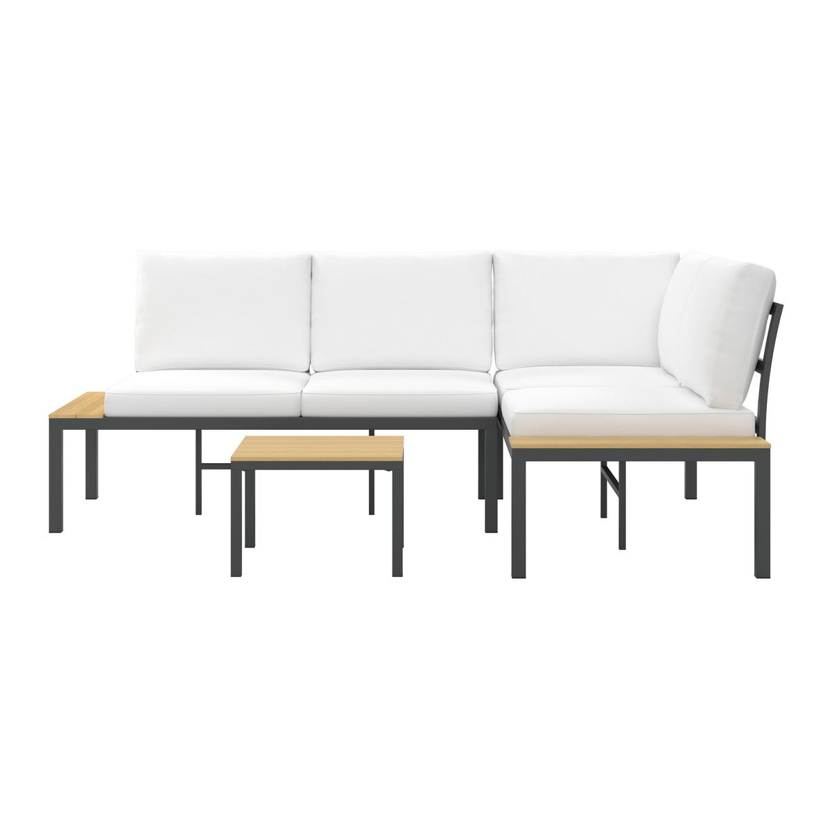 TERASOVÁ SEDACÍ SOUPRAVA ARIANNA - černá/krémová, Moderní, kov/textil (146/76/75cm) - Bessagi Garden