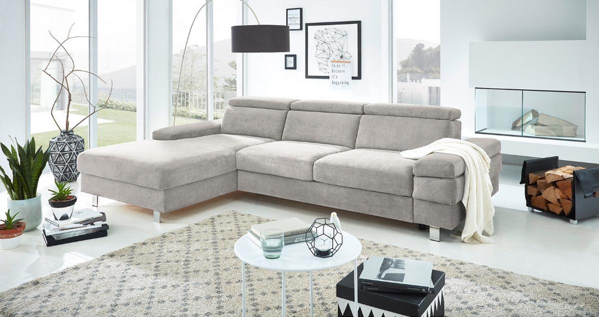 Ecksofa Elvis Silberfarben S: 182x259 Cm - Silberfarben, KONVENTIONELL, Textil (182/259cm) - Trendmanufaktur