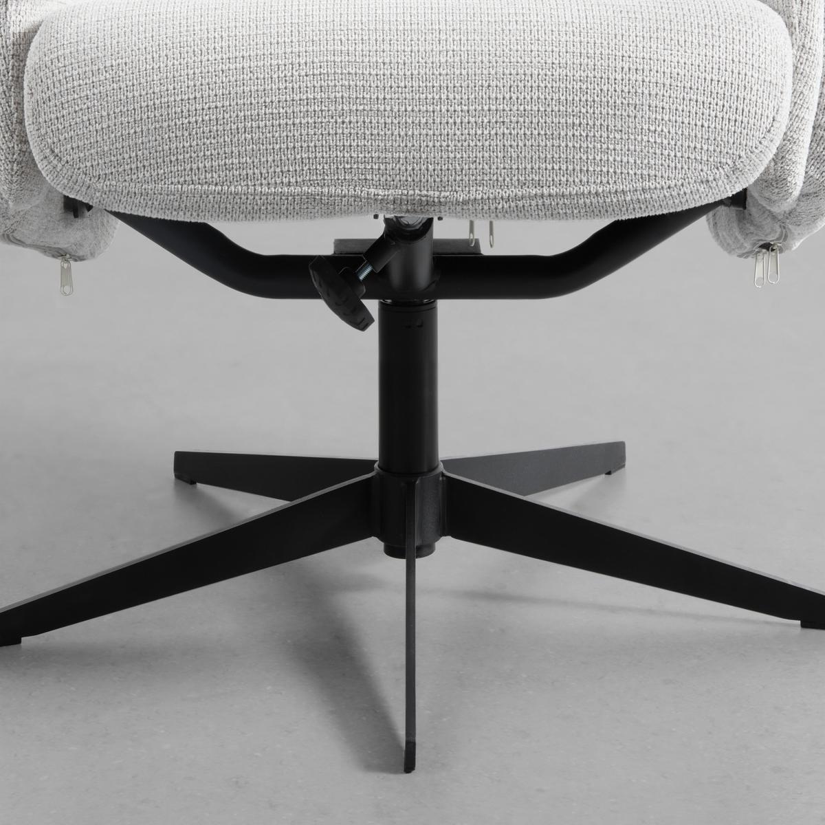 Relaxačné křeslo STAR, sv.šedý manšestr, s taburetem - černá/světle šedá, Moderní, kov/textil (72/105-94/91-114cm) - Mömax
