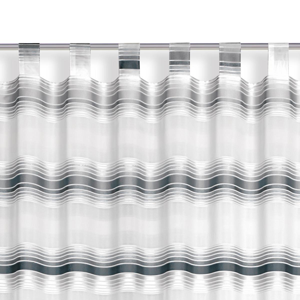 Vorhang mit Schlaufen und Band Fianna 140x245 cm Silber/ Weiß - Silberfarben, KONVENTIONELL, Textil (140/245cm) - Luca Bessoni