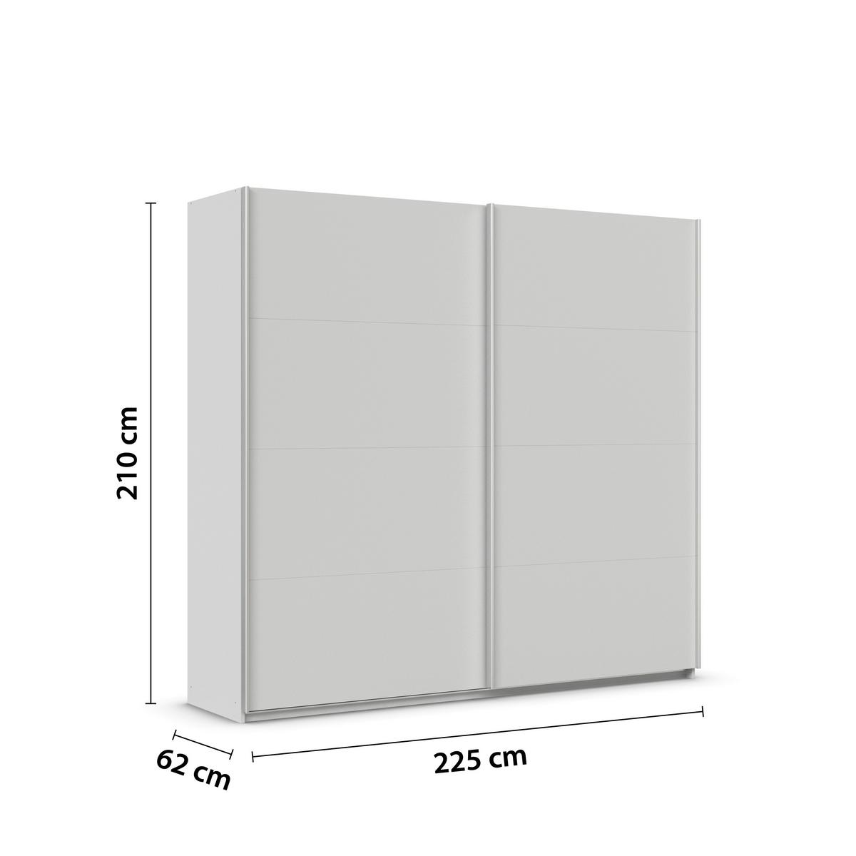 Schwebetürenschrank Feldkirch 225 Normalhöhe - Hellgrau, MODERN, Holzwerkstoff (225/210/62cm)