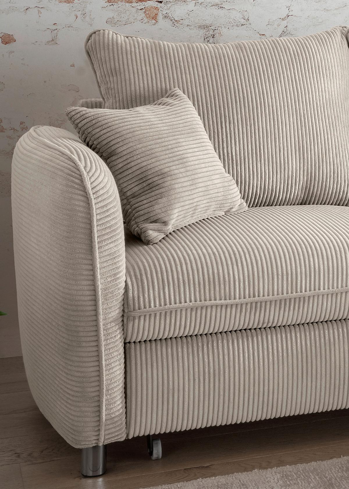 Eckschlafsofa Lauritio, Beige S: 254x160 cm - Chromfarben/Beige, MODERN, Textil (254/160cm) - Livetastic