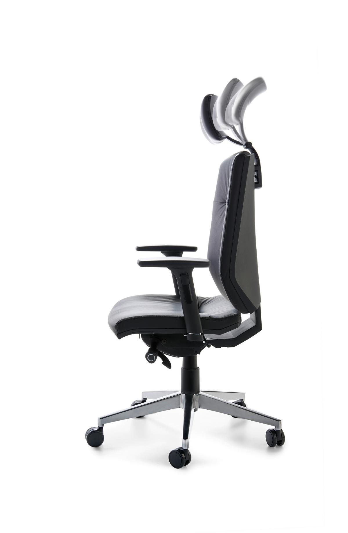 Drehstuhl Mycontract Schwarz B: 66 Cm - Chromfarben/Schwarz, ROMANTIK / LANDHAUS, Leder/Holz (66/123-141/62cm) - MID.YOU
