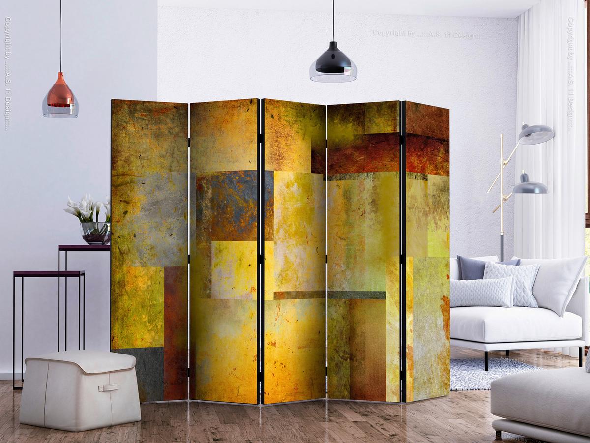 Paravent Multicolor Dunkelgelb B: 225cm - Multicolor/Dunkelgelb, Basics, Holz/Textil (225/172/3cm) - artgeist