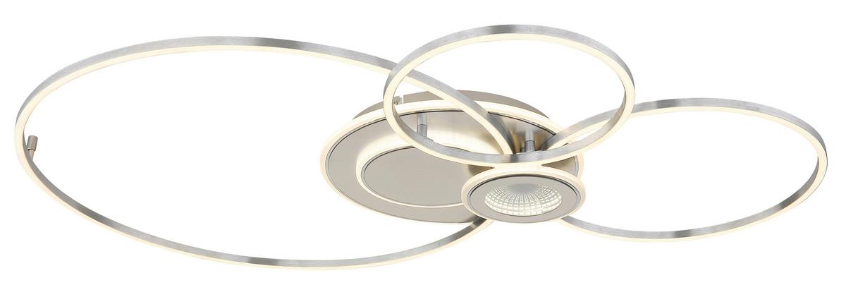 LED-DECKENLEUCHTE Memory-Funktion - Silberfarben/Opal, Design, Kunststoff/Metall (103,5/65/8,5cm) - Globo