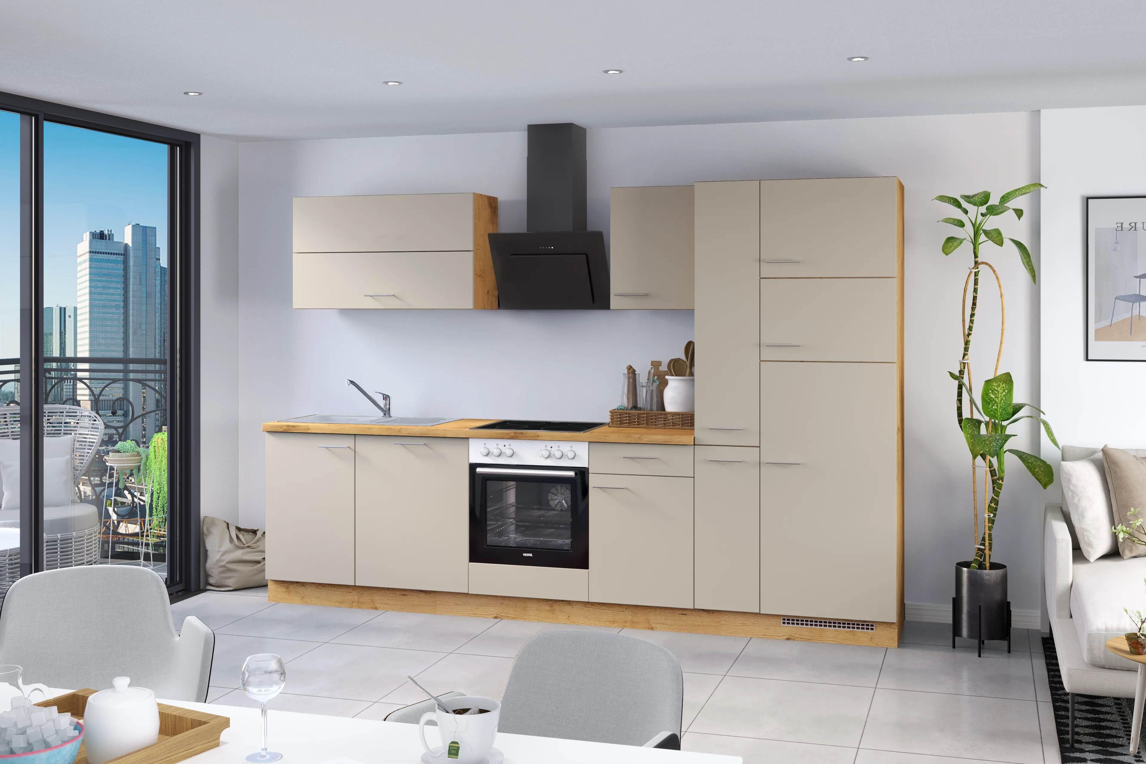 Küchenblock Ip1200 - Eichefarben/Creme, Basics, Holzwerkstoff (310cm) - Impuls