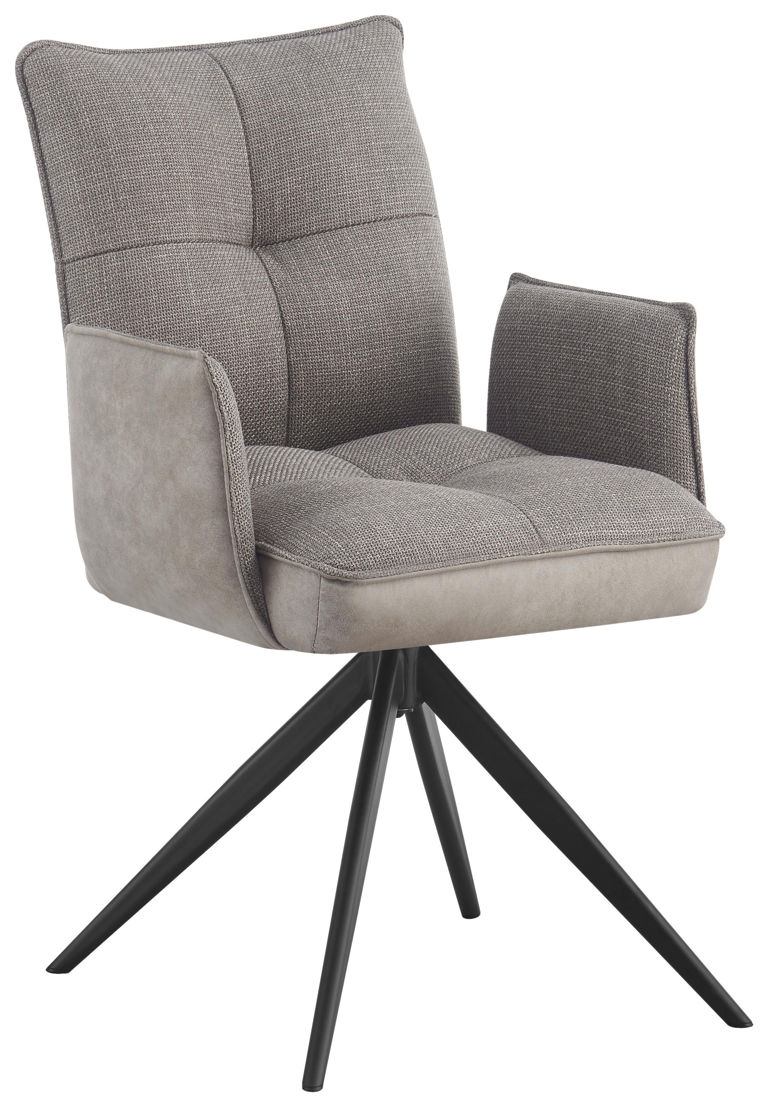 Židle s područkami Maya, světle šedá - šedá/černá, Moderní, kov/textil (59/89/65cm) - Premium Living